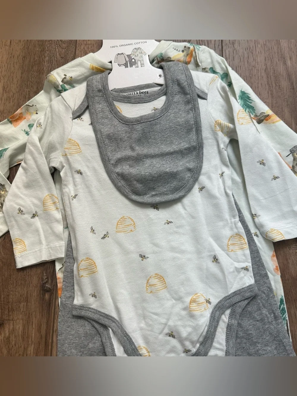 NWT! Burt’s Bees Baby 100% Organic Cotton Set, Outfits, Bib, Unisex, 4pc, 12m